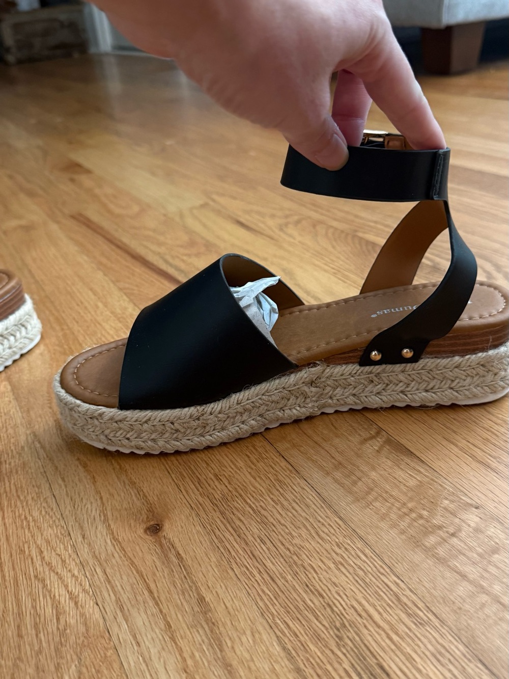 Women's Black Ankle-Strap Espadrille Sandals